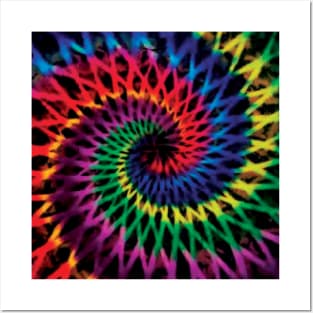 Reverse Spiral Neon Tie Dye Posters and Art